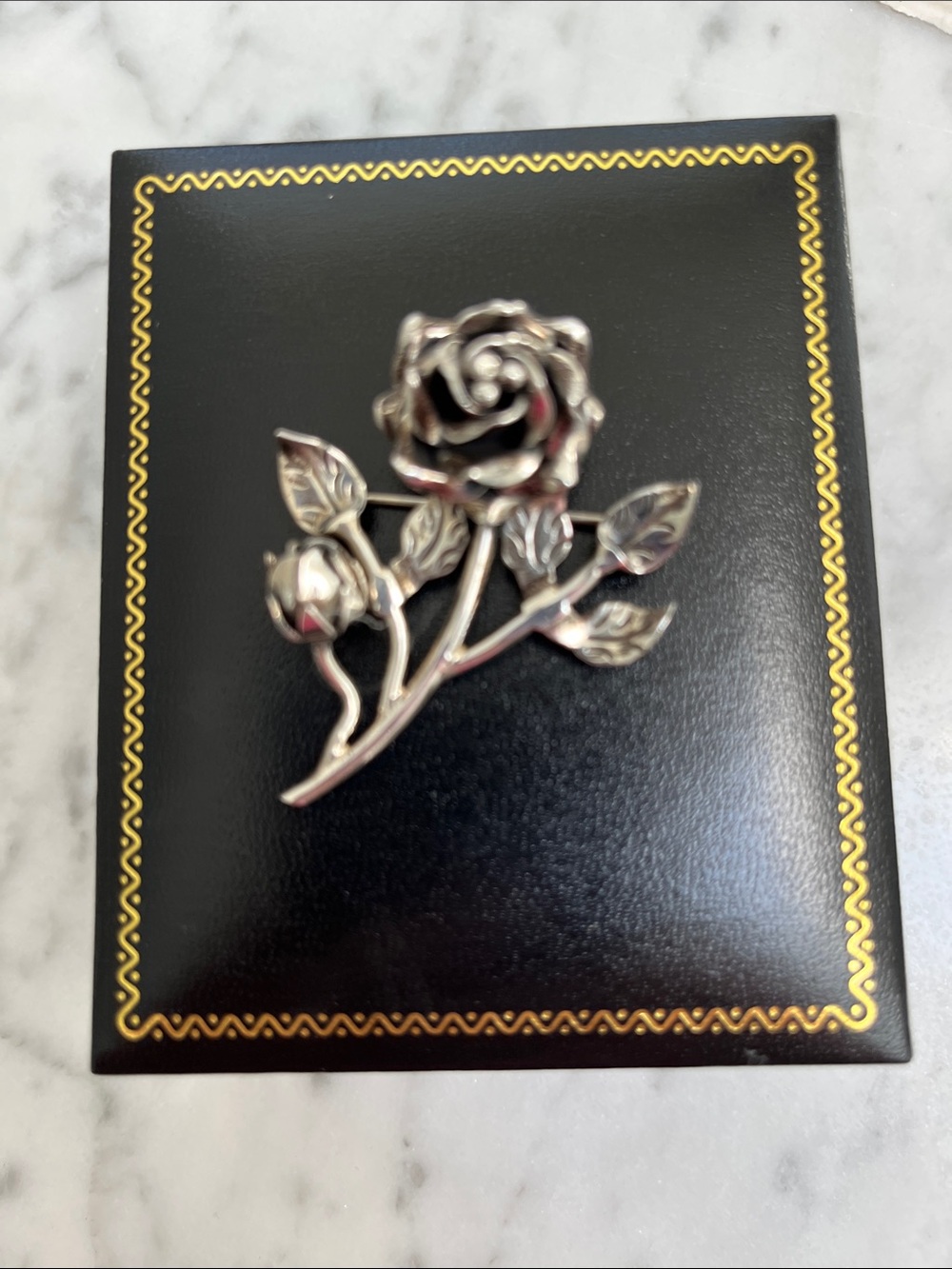 Silver Rose Brooch Pin - Floral Statement